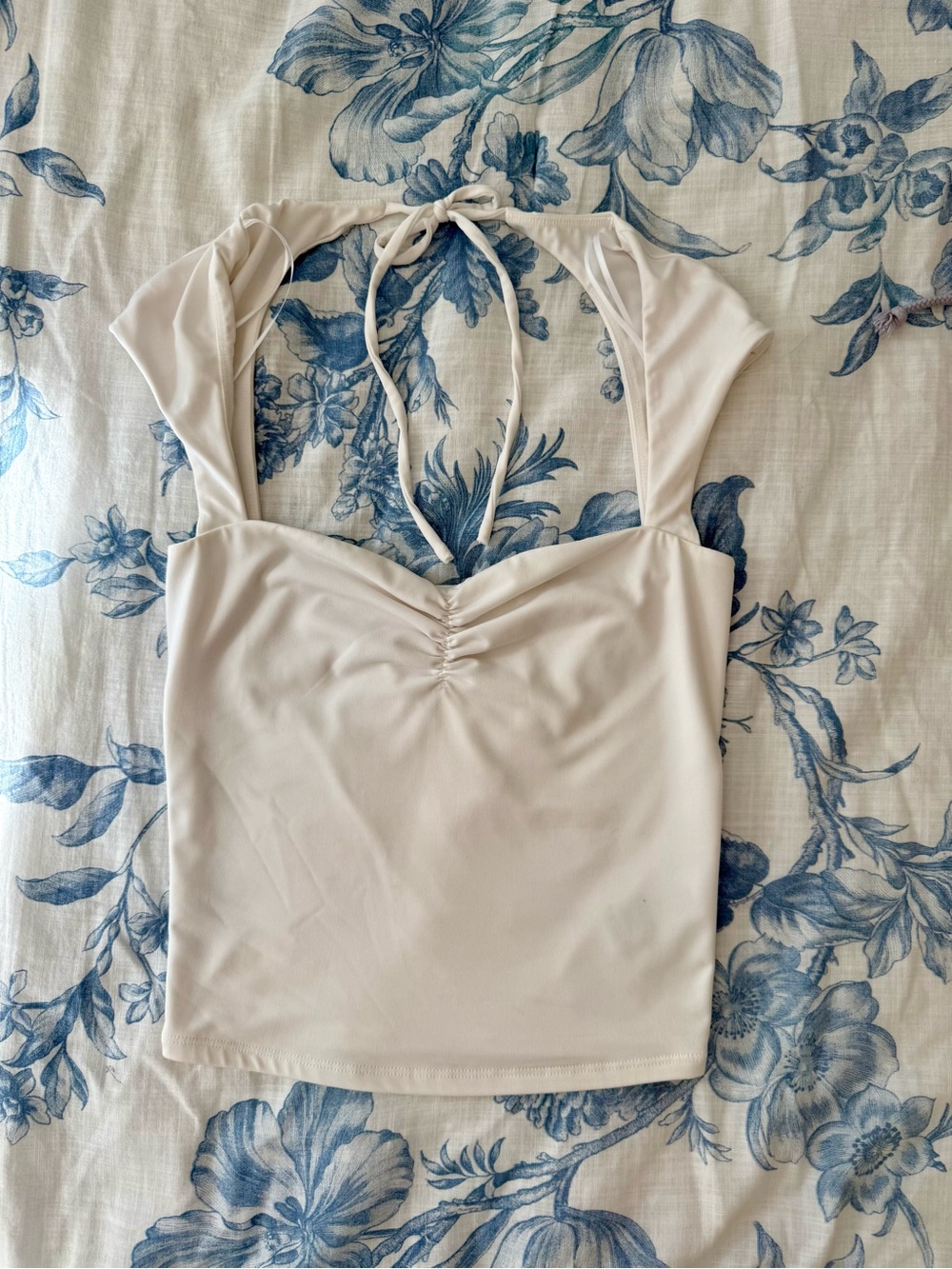 Garage Square Neck Tie-Back Crop Top in White